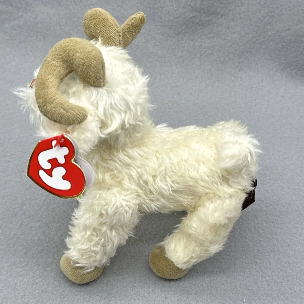 Ramsey Lamb Ram Fuzzy Horns Attic Treasures Off White Plushie TY 1993 Posable 6